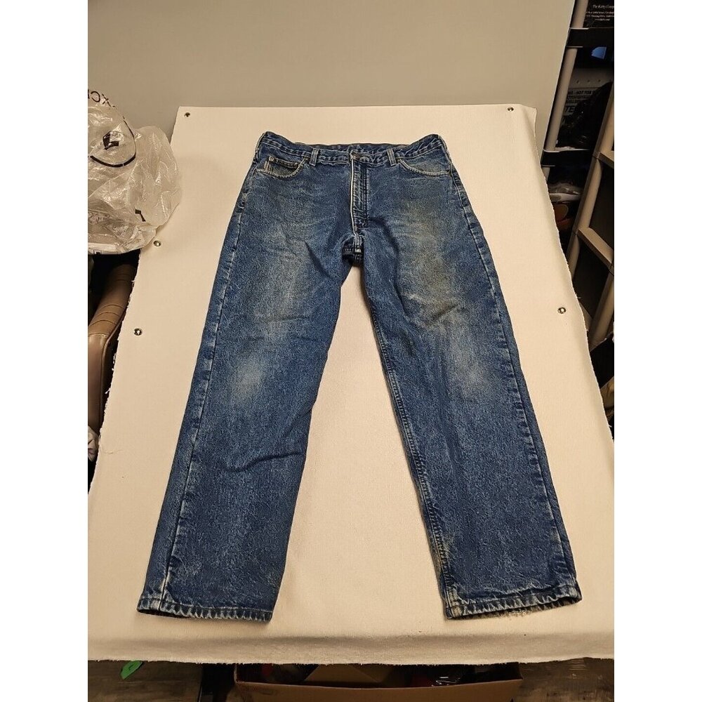Carhartt Relaxed Fit Flannel Lined Jeans Mens 38x30 Blue Denim B172 DST Workwear